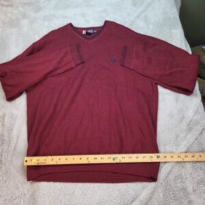 Chaps Sweater Mens XL‎ Burgundy Cotton Knit Long Sleeve VNeck Pullover Macau